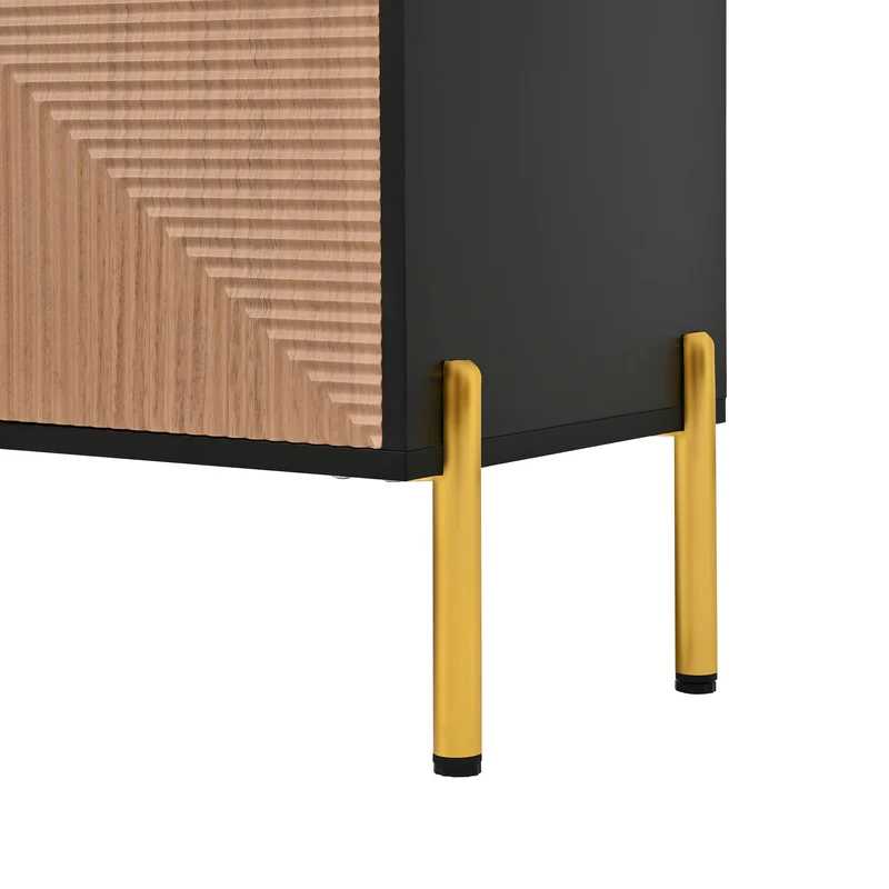 Meuble TV effet bois et noir motif géométrique 4 portes PILLOWLITE