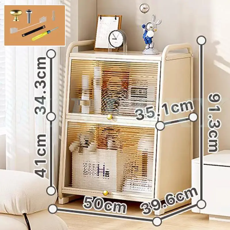 Meuble salle de bain de rangement blanc avec façade plexiglas