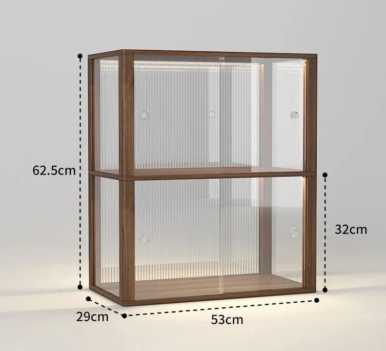 Etagère bureau à poser en bois avec façade transparente