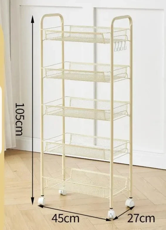 Etagère sur roulettes avec plateaux de rangement troués amovibles