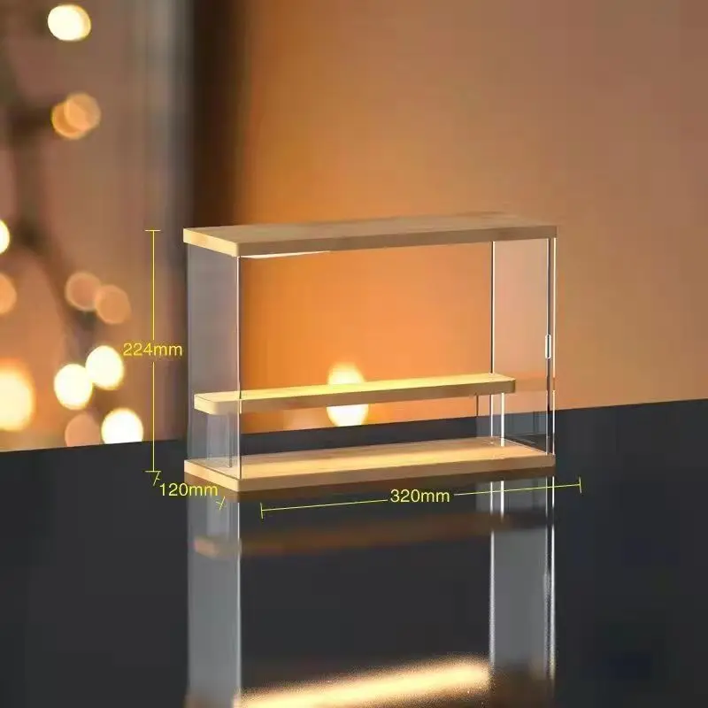 Etagere led presentoir bois et vitre