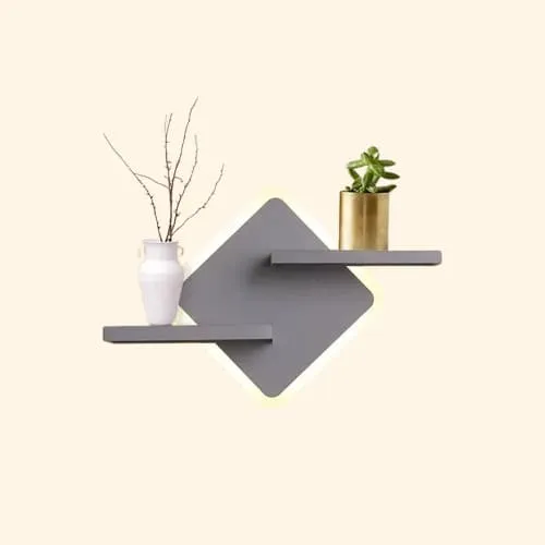 Etagere chevet murale lumineuse losange avec 2 plateaux