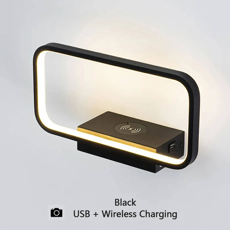 Etagere lumineuse led murale avec plateau chargeur telephone