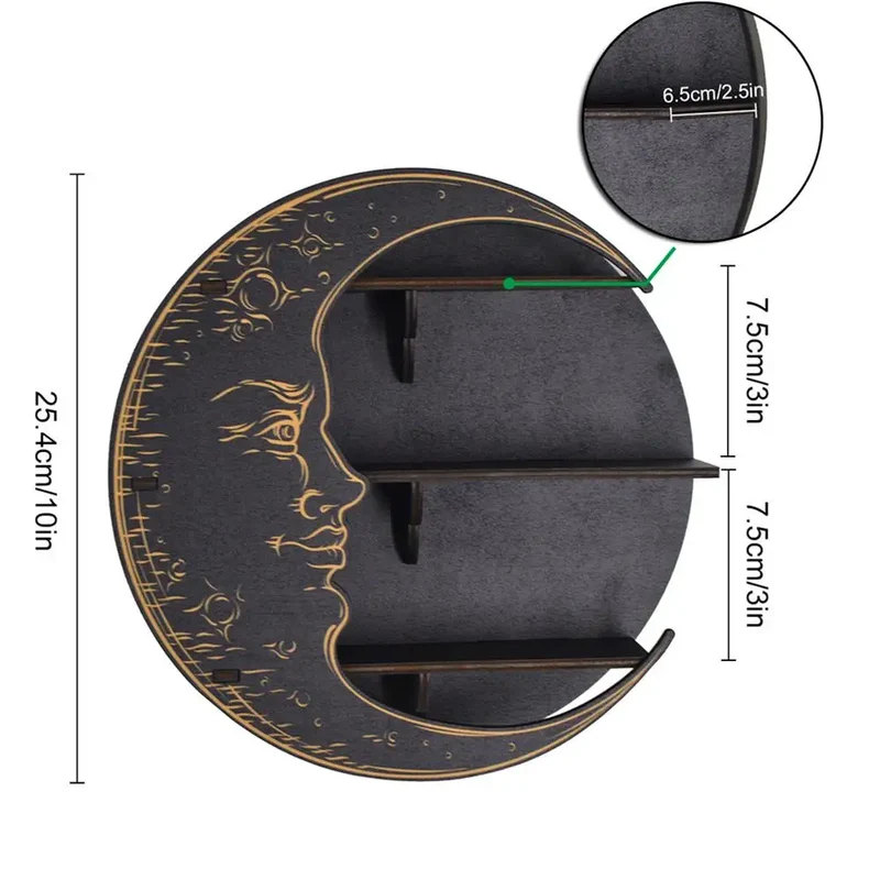 Etagère murale en bois noir modèle lune
