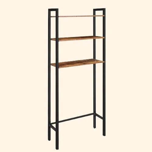 Meuble étagères WC sur pieds type échelle industrielle bois et métal