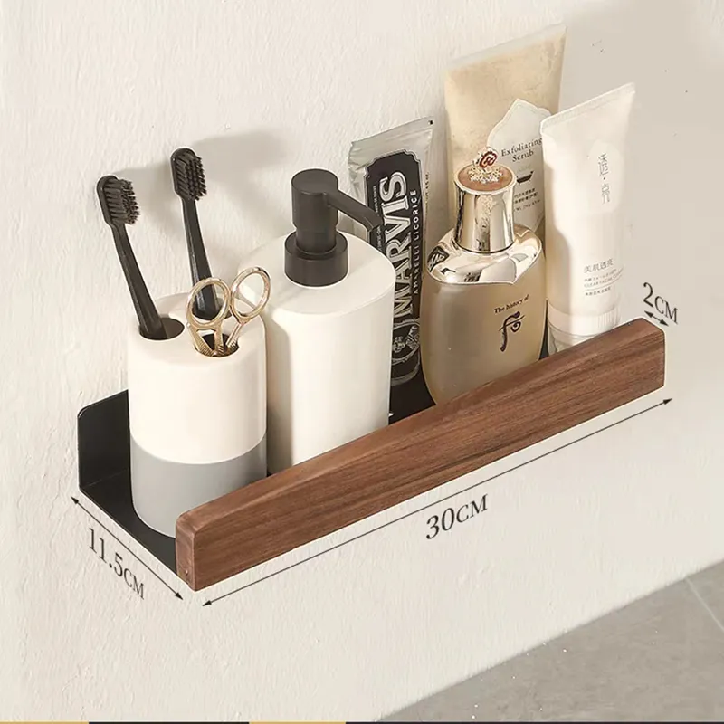 Etagère murale pour salle de bain scandinave métal et bois