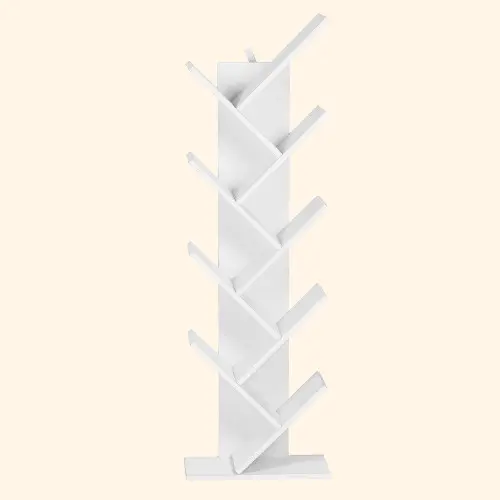 Etagère bibliothèque verticale blanche en quiconce arbre à livres