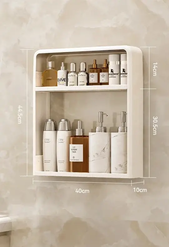 Etagère murale salle de bain sans percer multi-niveaux blanche