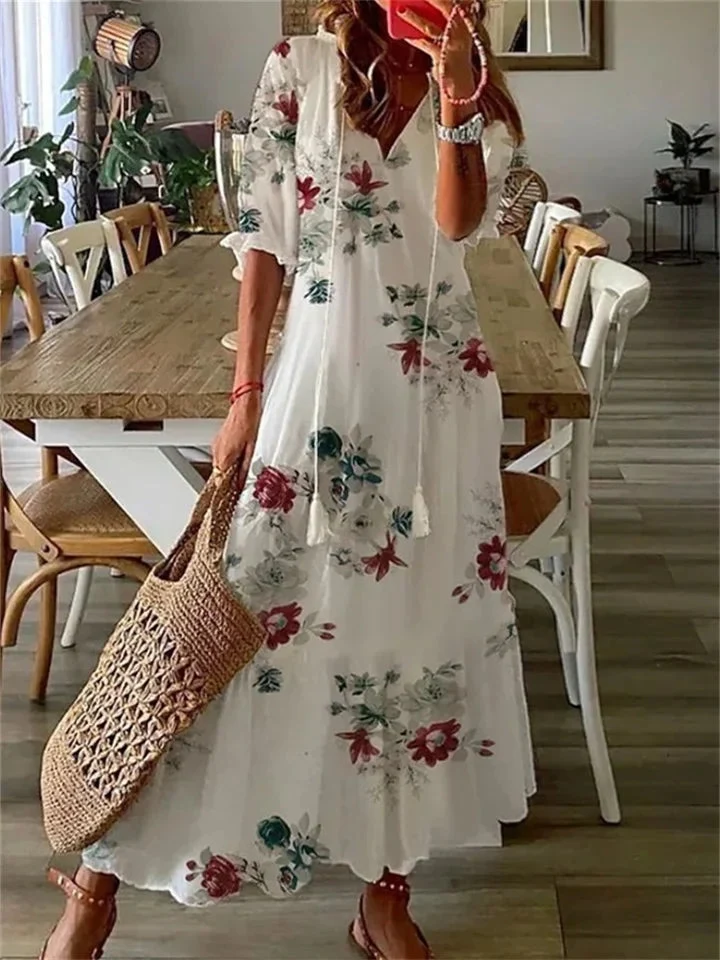 Floral Maxi V-Neck Dress