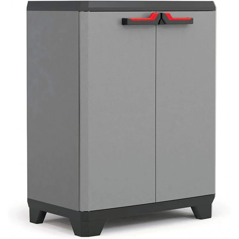 Armoire basse en résine grise Keter avec 1 étagère pour mobilier d'extérieur Stilo.