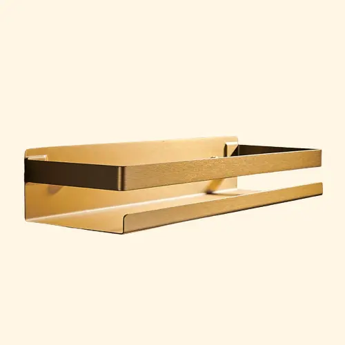 Etagère murale en métal rectangulaire avec rebord anti chute pour salle de bain