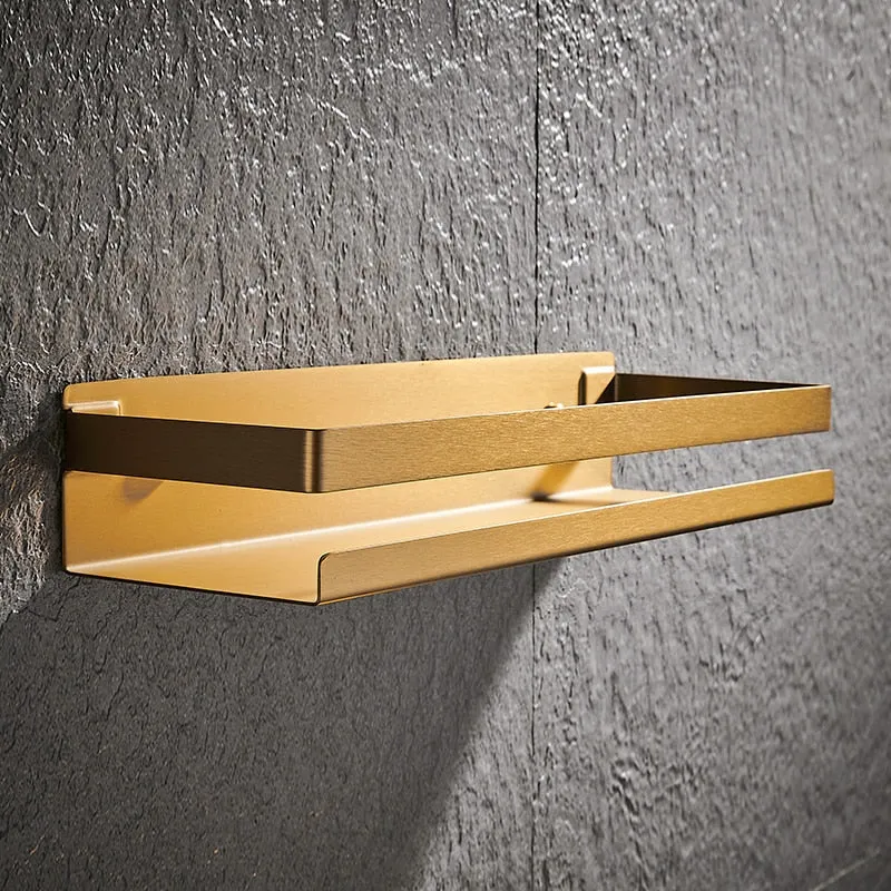 Etagère murale en métal rectangulaire avec rebord anti chute pour salle de bain