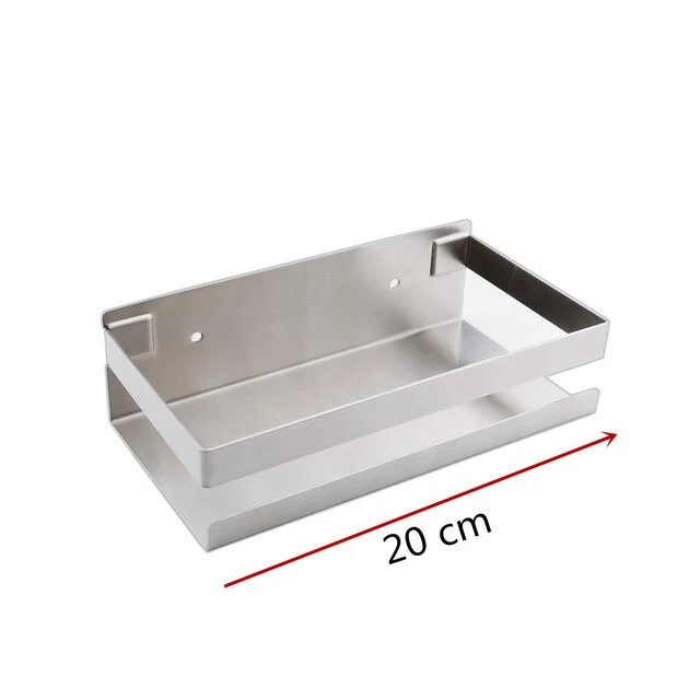 Etagère murale en métal rectangulaire avec rebord anti chute pour salle de bain