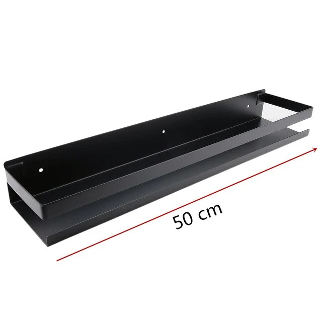 Etagère murale en métal rectangulaire avec rebord anti chute pour salle de bain