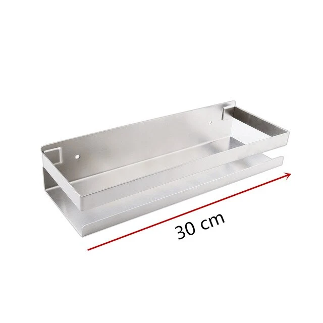 Etagère murale en métal rectangulaire avec rebord anti chute pour salle de bain