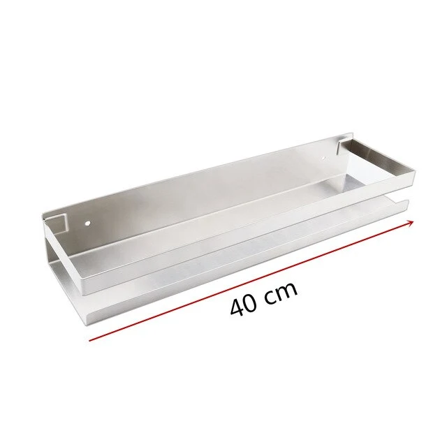 Etagère murale en métal rectangulaire avec rebord anti chute pour salle de bain