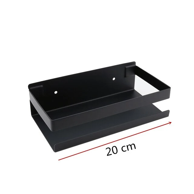 Etagère murale en métal rectangulaire avec rebord anti chute pour salle de bain