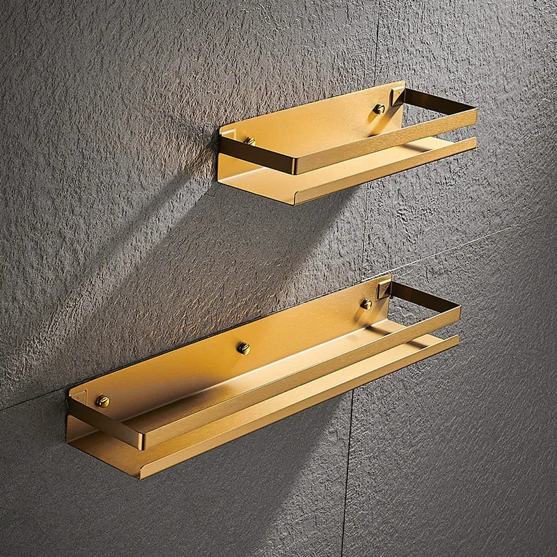 Etagère murale en métal rectangulaire avec rebord anti chute pour salle de bain