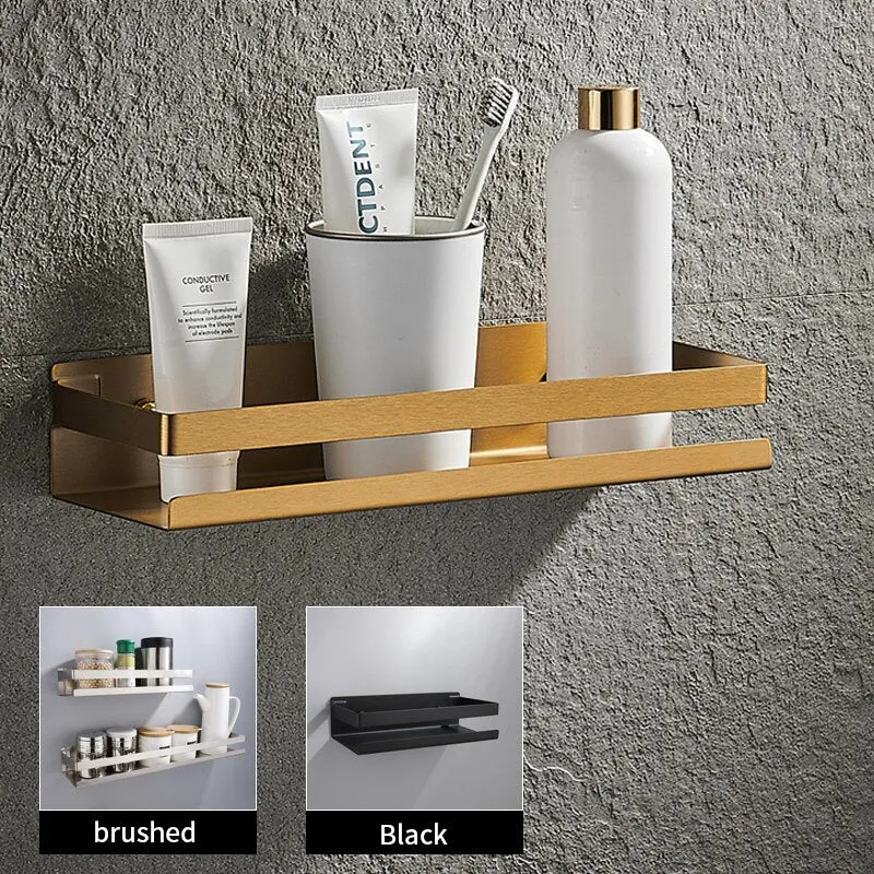 Etagère murale en métal rectangulaire avec rebord anti chute pour salle de bain