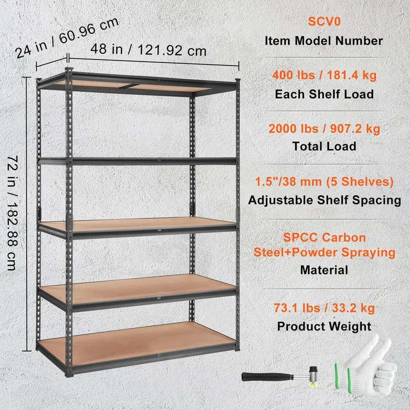 Etagère de rangement modulable 5 niveaux métal et bois