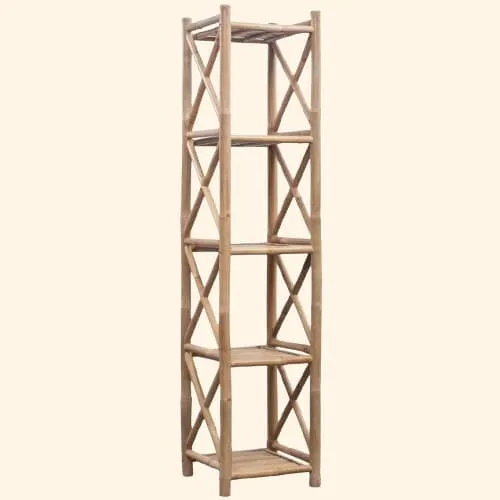 Etagère colonne 5 niveaux en bambou