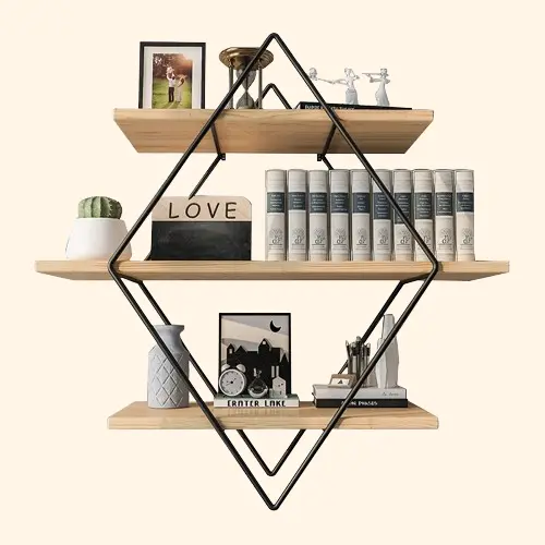 Etagère murale industrielle métal et bois clair décorative
