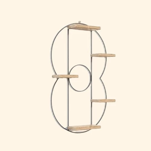 Etagère murale industrielle décorative avec 5 planches en bois