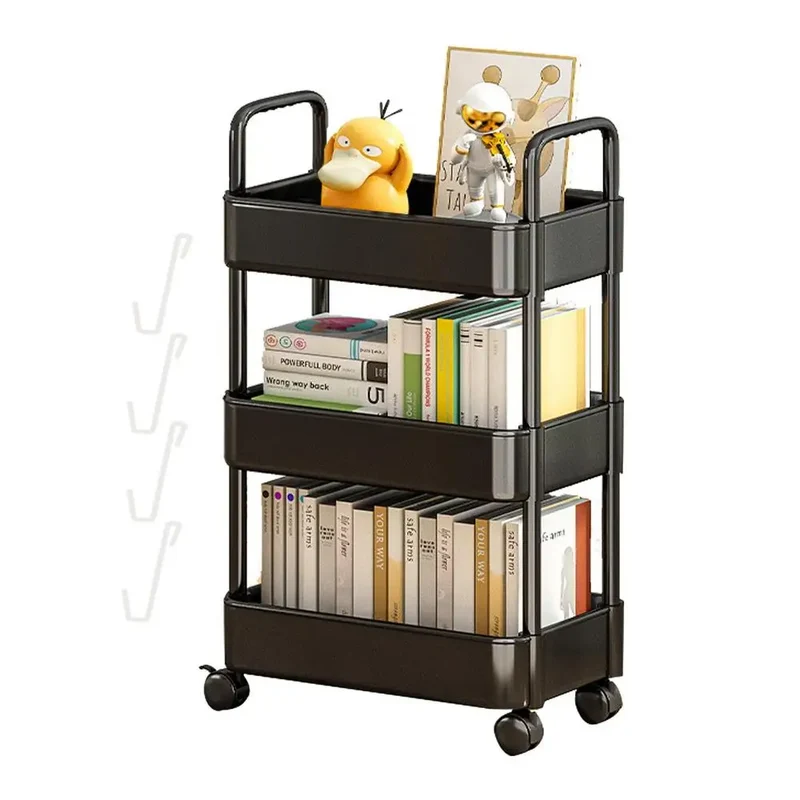 Etagère sur roulettes noires moderne en plastique