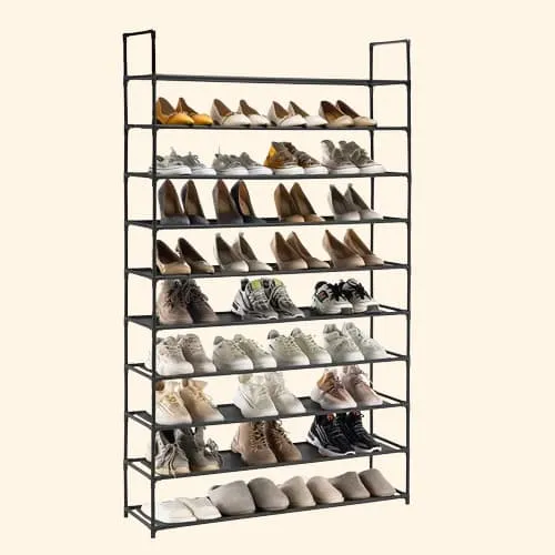 Etagère chaussures métal noir 10 niveaux
