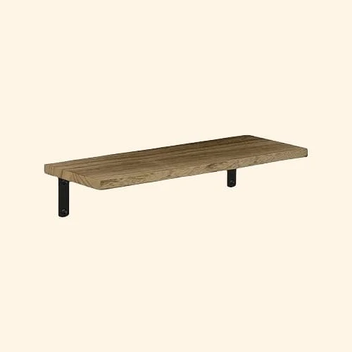 Etagère murale industrielle en bois et métal noir (lot de 4)