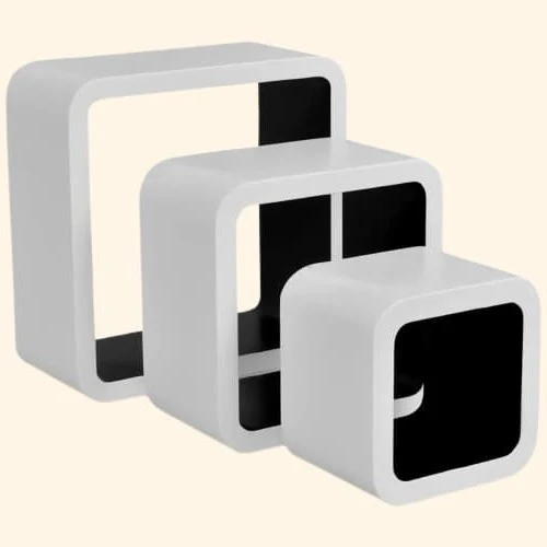 Etagère murale cube blanche et noire gigogne (lot de 3)