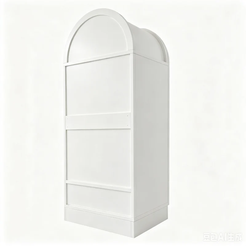 Armoire arche blanche style scandinave en rotin 2 portes et tiroir 70x55x170cm MODERNCUSHIONSET