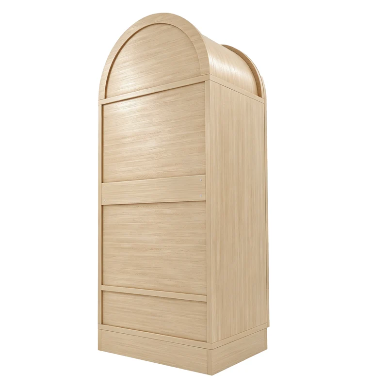 Armoire arche effet bois style scandinave en rotin 2 portes et tiroir 70x55x170cm MODERNDESK