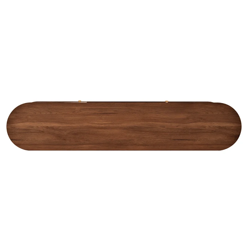 Meuble TV style vintage effet noyer 2 portes 1 tiroir en rotin, 175x36x51cm ETHEREALIRE