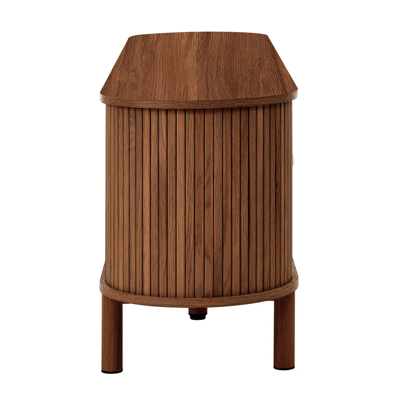 Meuble TV style vintage effet noyer 2 portes 1 tiroir en rotin, 175x36x51cm ETHEREALIRE