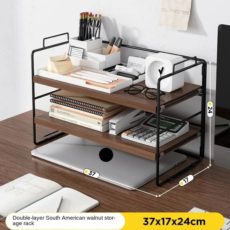 Etagère bureau à poser bois et métal type rack
