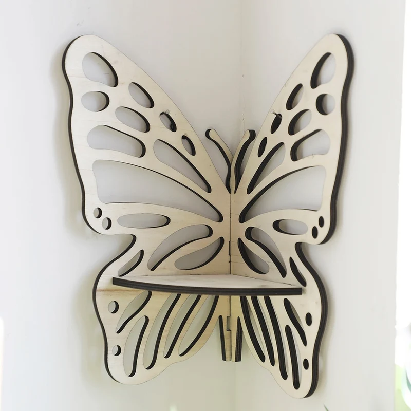 Etagère murale d'angle déco Papillon