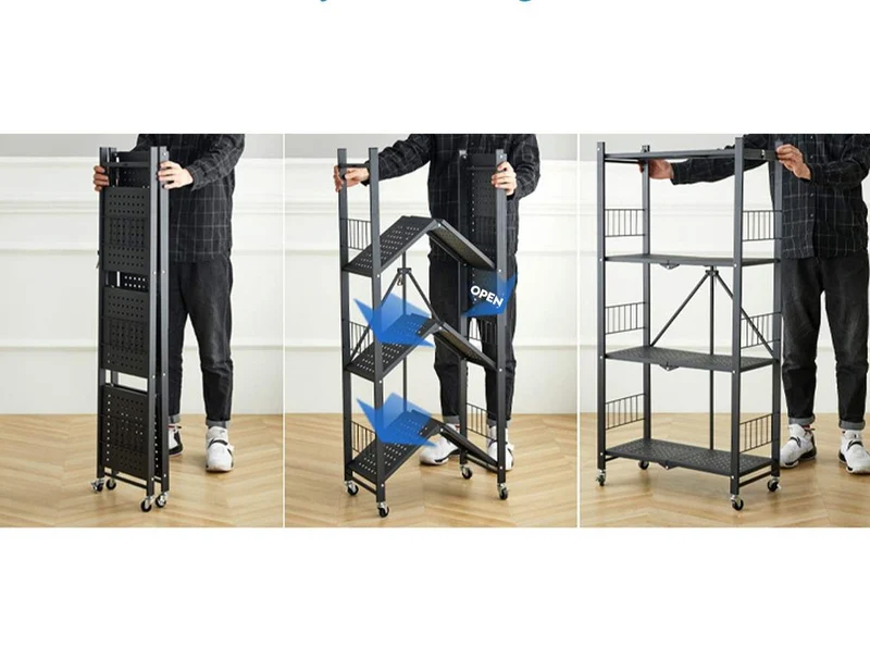Etagère de rangement sur roulettes à 3 niveaux pliables