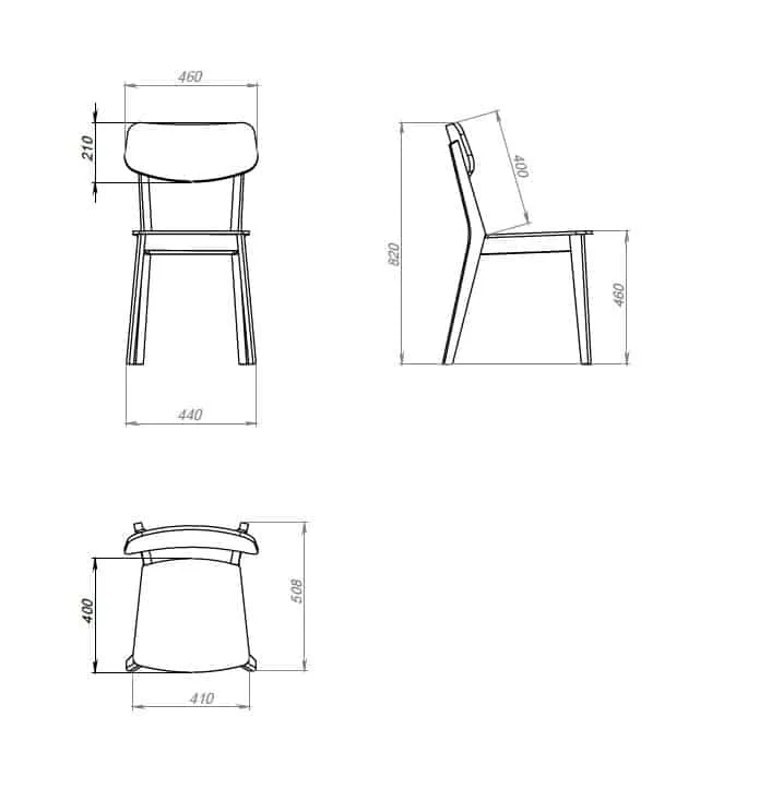 Lot de 2 ou 4 chaises de salle à manger Vilna, structure en chêne massif, rembourrées | VESKOR