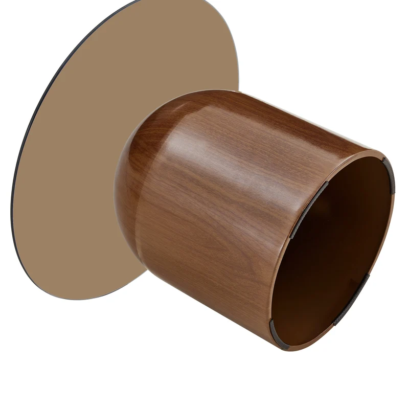Set de 2 tables basses gigognes cloche en verre trempé et acier effet noyer MINIMALISTELITE