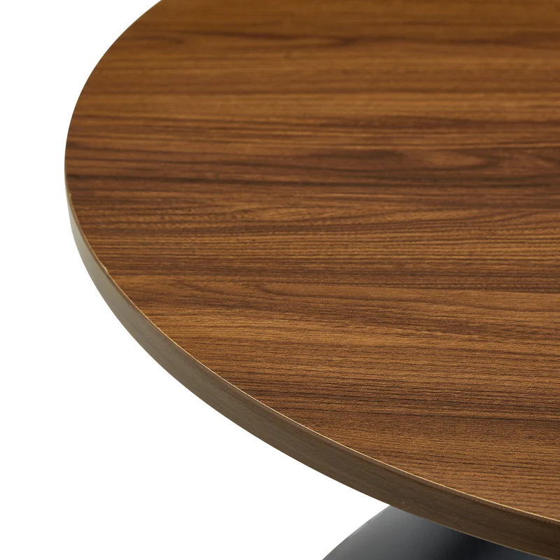 Ensemble de 2 tables basses rondes gigognes Ø70/50cm effet noyer & métal noir MINIMALISTNIGHTSTAND