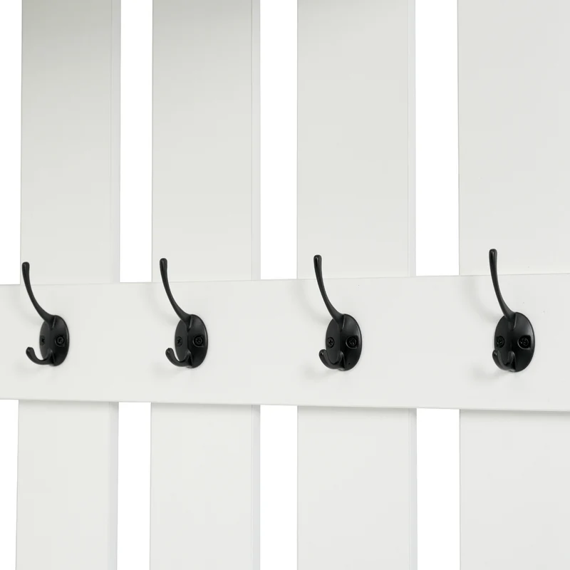 Vestiaire à l'entrée blanc banc à chaussures, 6 portes, 2 tiroirs, 4 crochets 110x37x180cm MINIMALISTLINE