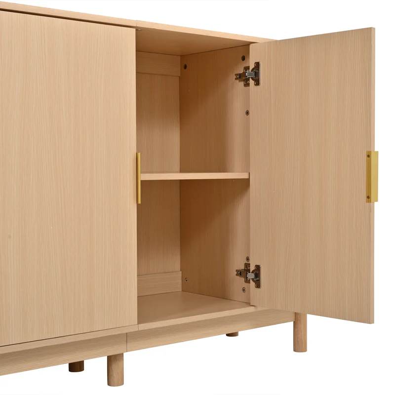 Buffet effet bois clair 2 portes battantes et 2 portes coulissantes à lames verticales ITALIAN DRESSER
