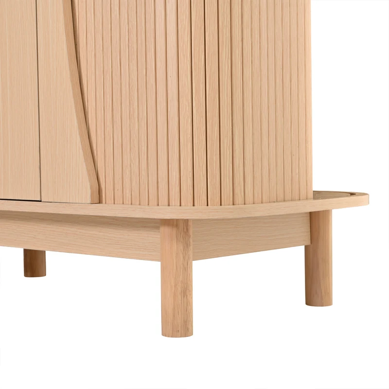 Buffet effet bois clair 2 portes battantes et 2 portes coulissantes à lames verticales ITALIAN DRESSER