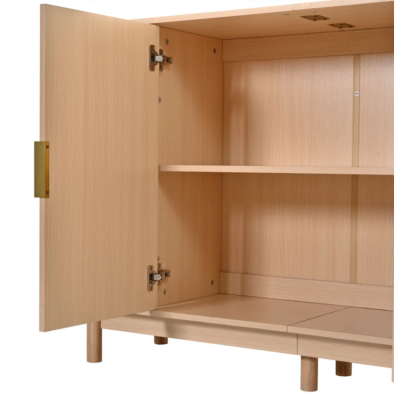 Buffet effet bois clair 2 portes battantes et 2 portes coulissantes à lames verticales ITALIAN DRESSER