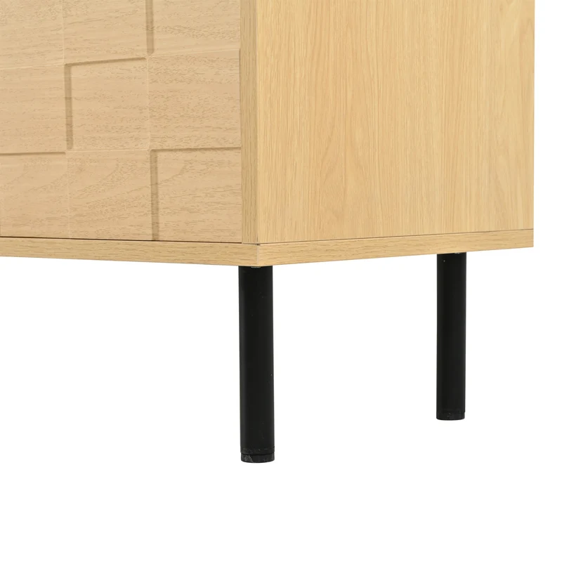 Meuble TV effet bois façade 3D texturée 2 portes 2 niches et 2 tiroirs ITALIAN DESK