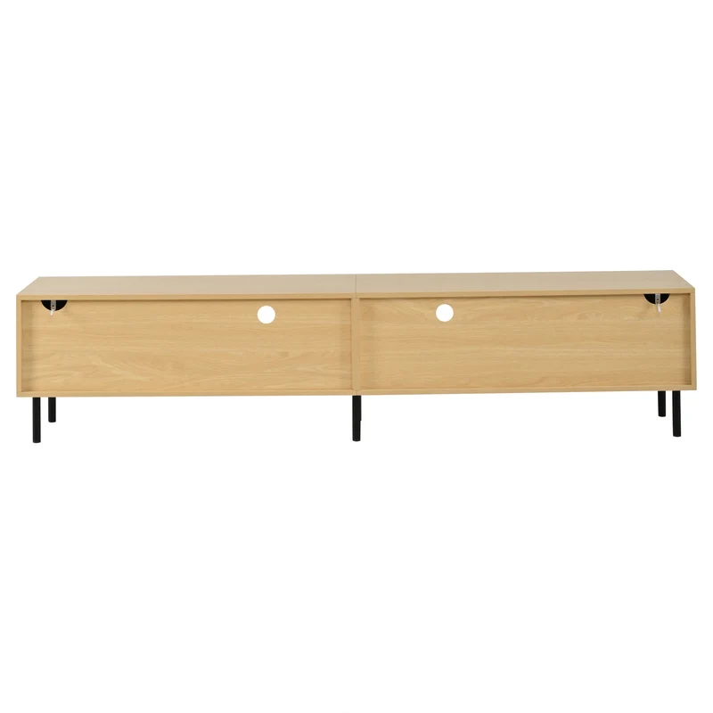 Meuble TV effet bois façade 3D texturée 2 portes 2 niches et 2 tiroirs ITALIAN DESK