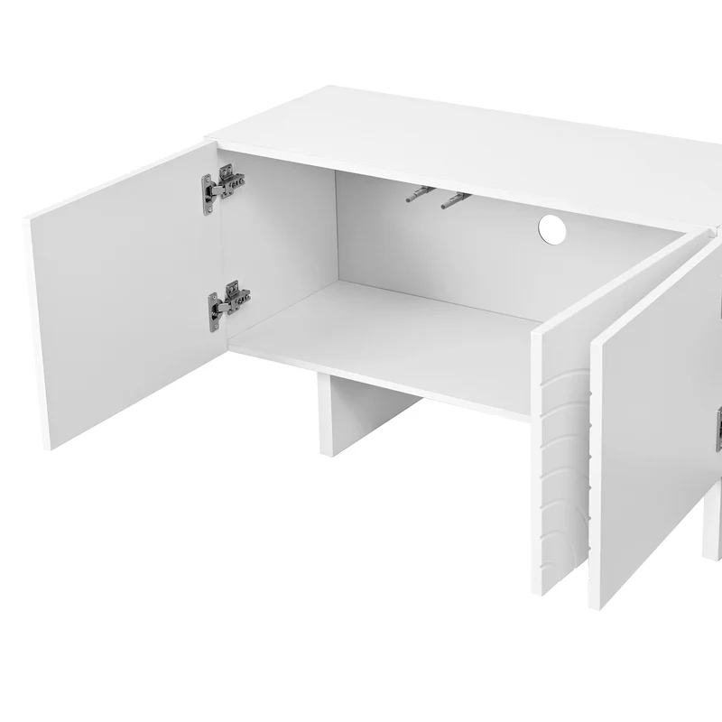 Meuble TV blanc arc-en-ciel en relief avec 4 portes 170x35x50cm FLOATING COTTON ELITE