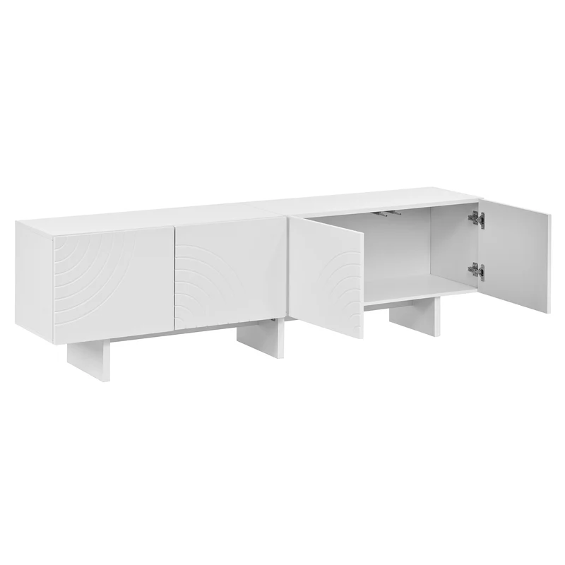 Meuble TV blanc arc-en-ciel en relief avec 4 portes 170x35x50cm FLOATING COTTON ELITE