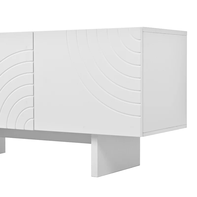 Meuble TV blanc arc-en-ciel en relief avec 4 portes 170x35x50cm FLOATING COTTON ELITE